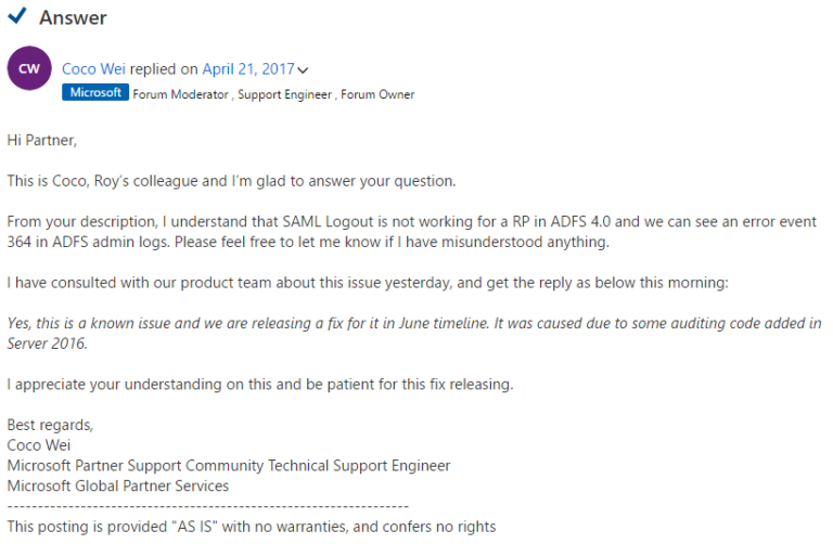 Windows Server 2016 – ADFS 4.0 Single Sign-Out error - Mostly Technical